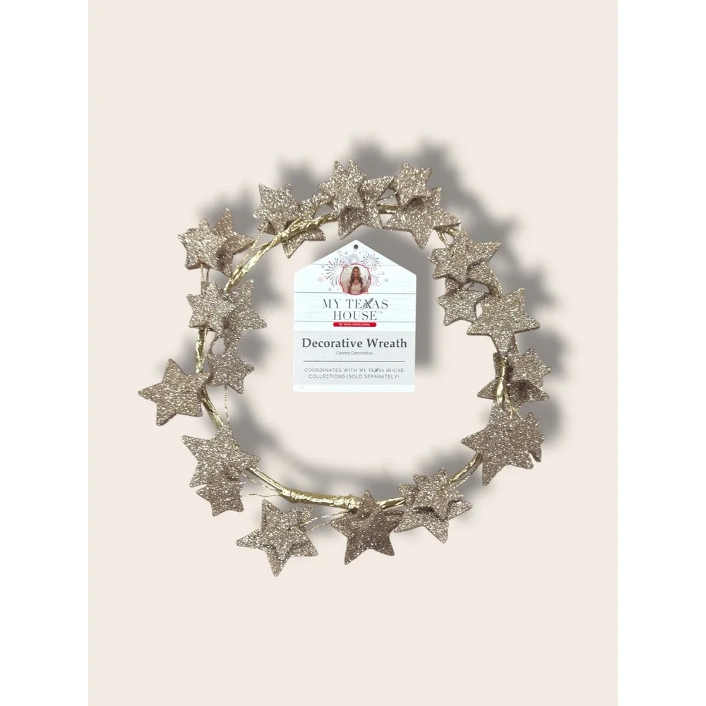 My Texas House Glitter Star Wreath, Gold, 11.25in‎